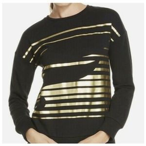 Fabletics Black Gold Graphic Crew Neck Sweatshirt XS